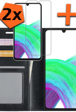 Nomfy Hoesje Geschikt voor Samsung A33 Hoes Bookcase Flipcase Book Cover Met 2x Screenprotector - Hoes Geschikt voor Samsung Galaxy A33 Hoesje Book Case - Zwart