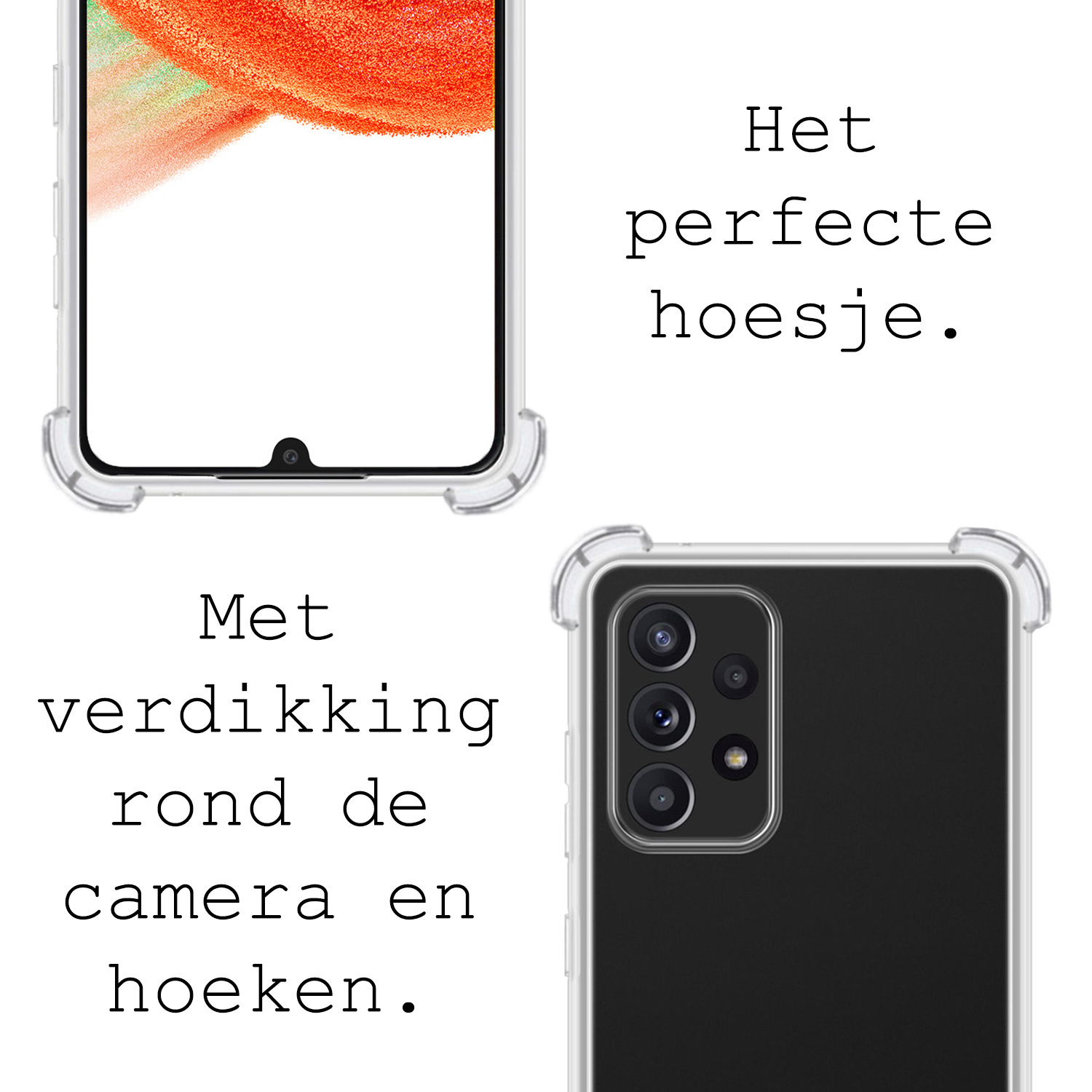 BASEY. Hoes Geschikt voor Samsung A33 Hoesje Shock Proof Case Hoes Siliconen Met Screenprotector - Hoesje Geschikt voor Samsung Galaxy A33 Hoes Cover Shockproof - Transparant