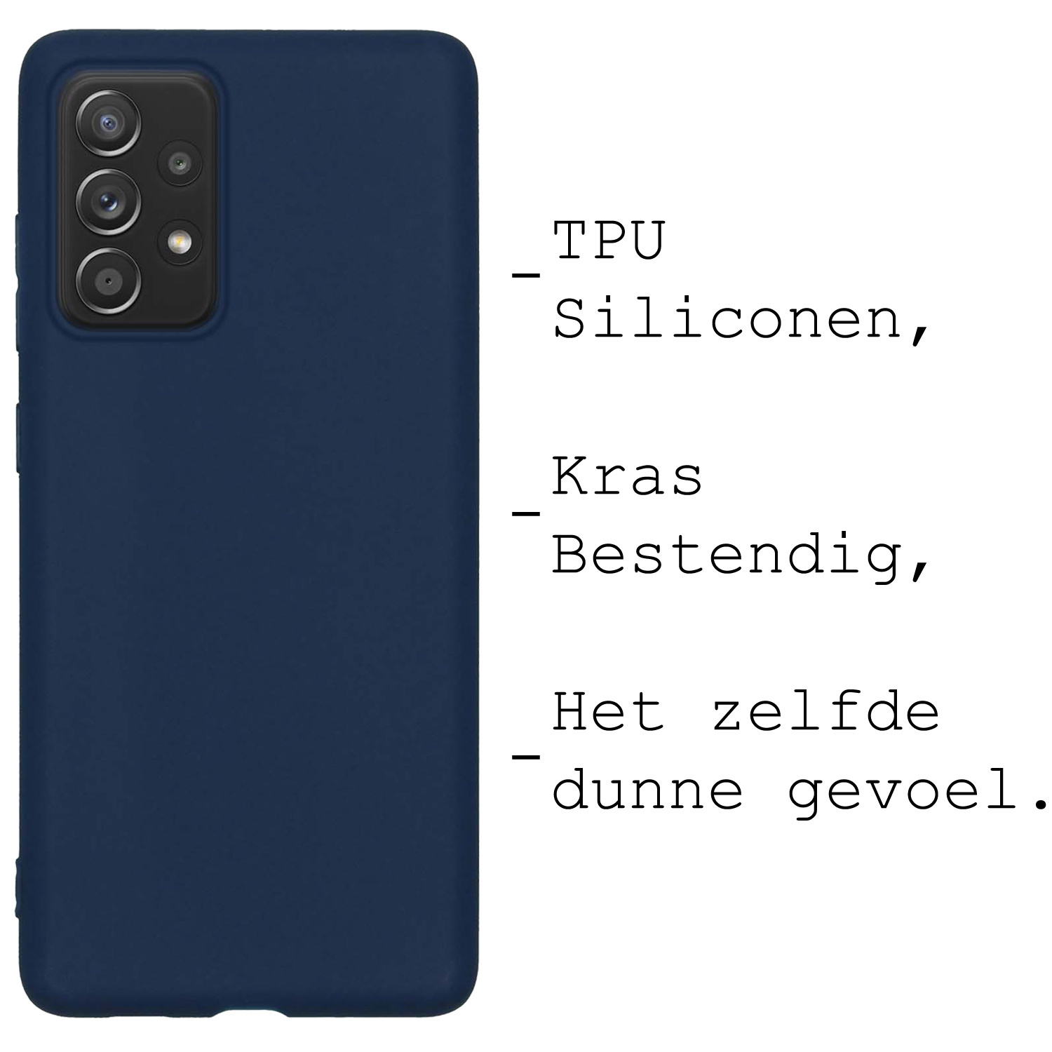 BASEY. Hoes Geschikt voor Samsung A33 Hoesje Siliconen Back Cover Case Met Screenprotector - Hoesje Geschikt voor Samsung Galaxy A33 Hoes Cover Hoesje - Donkerblauw