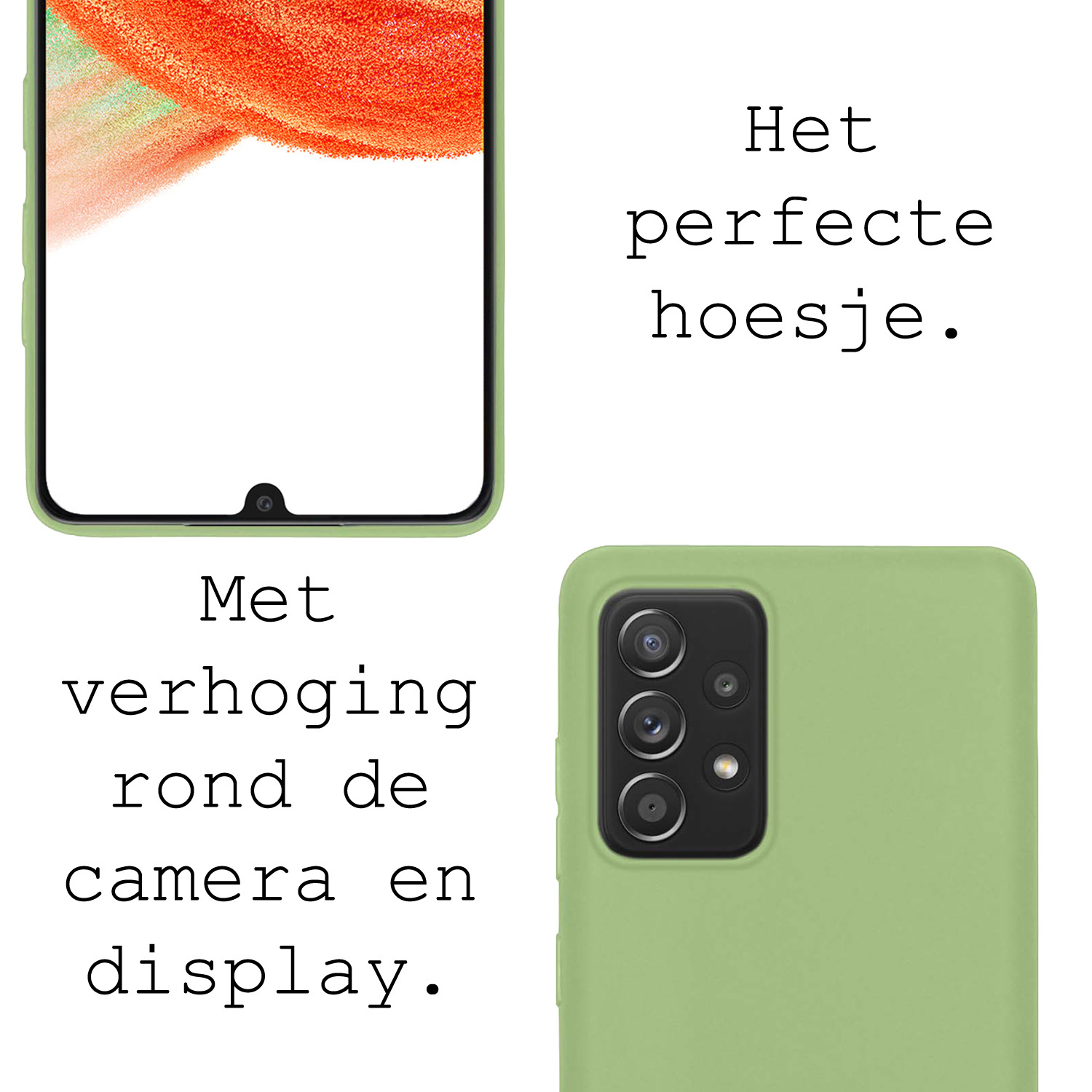 BASEY. Hoes Geschikt voor Samsung A33 Hoesje Siliconen Back Cover Case Met Screenprotector - Hoesje Geschikt voor Samsung Galaxy A33 Hoes Cover Hoesje - Groen