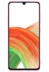 BASEY. Hoes Geschikt voor Samsung A33 Hoesje Siliconen Back Cover Case Met Screenprotector - Hoesje Geschikt voor Samsung Galaxy A33 Hoes Cover Hoesje - Lichtroze