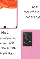 BASEY. Hoes Geschikt voor Samsung A33 Hoesje Siliconen Back Cover Case Met Screenprotector - Hoesje Geschikt voor Samsung Galaxy A33 Hoes Cover Hoesje - Lichtroze