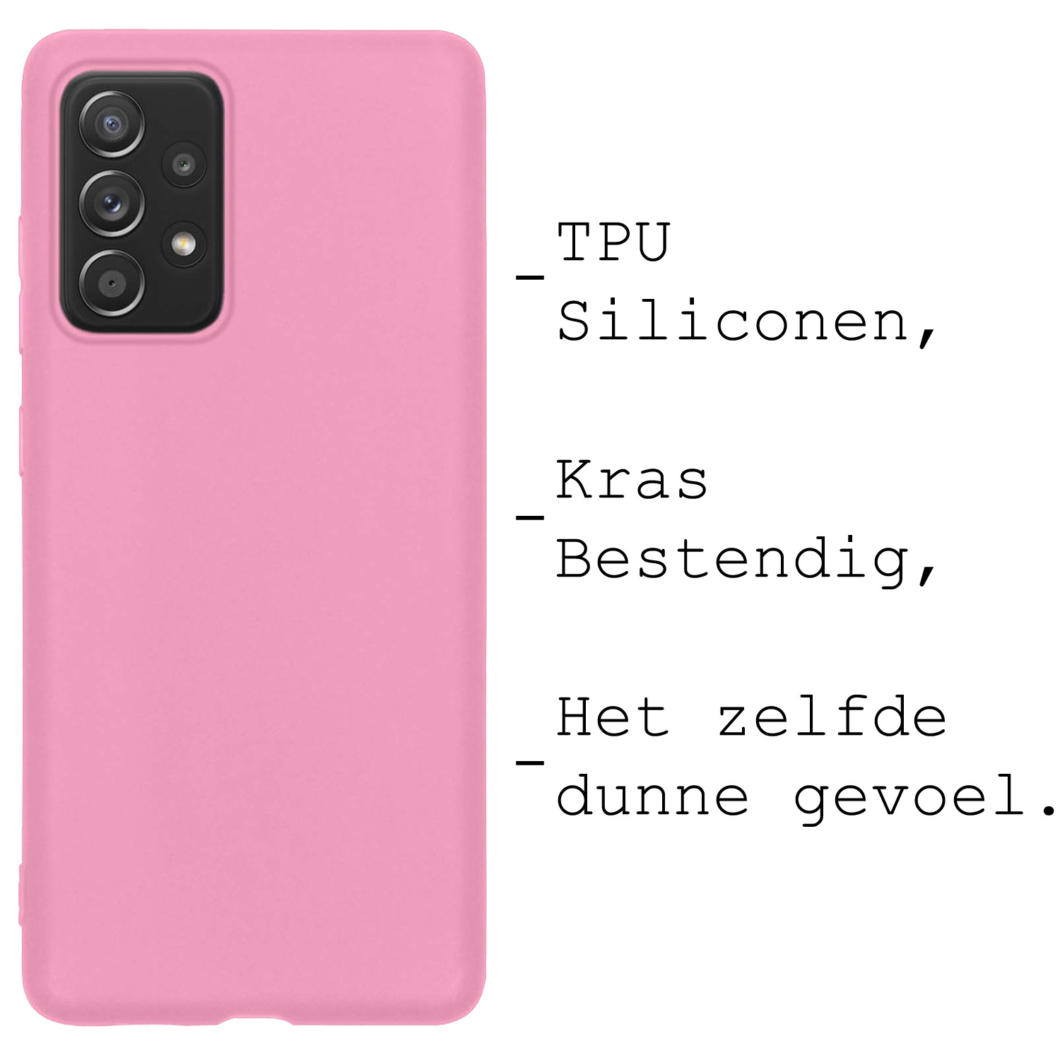 BASEY. Hoes Geschikt voor Samsung A33 Hoesje Siliconen Back Cover Case Met Screenprotector - Hoesje Geschikt voor Samsung Galaxy A33 Hoes Cover Hoesje - Lichtroze