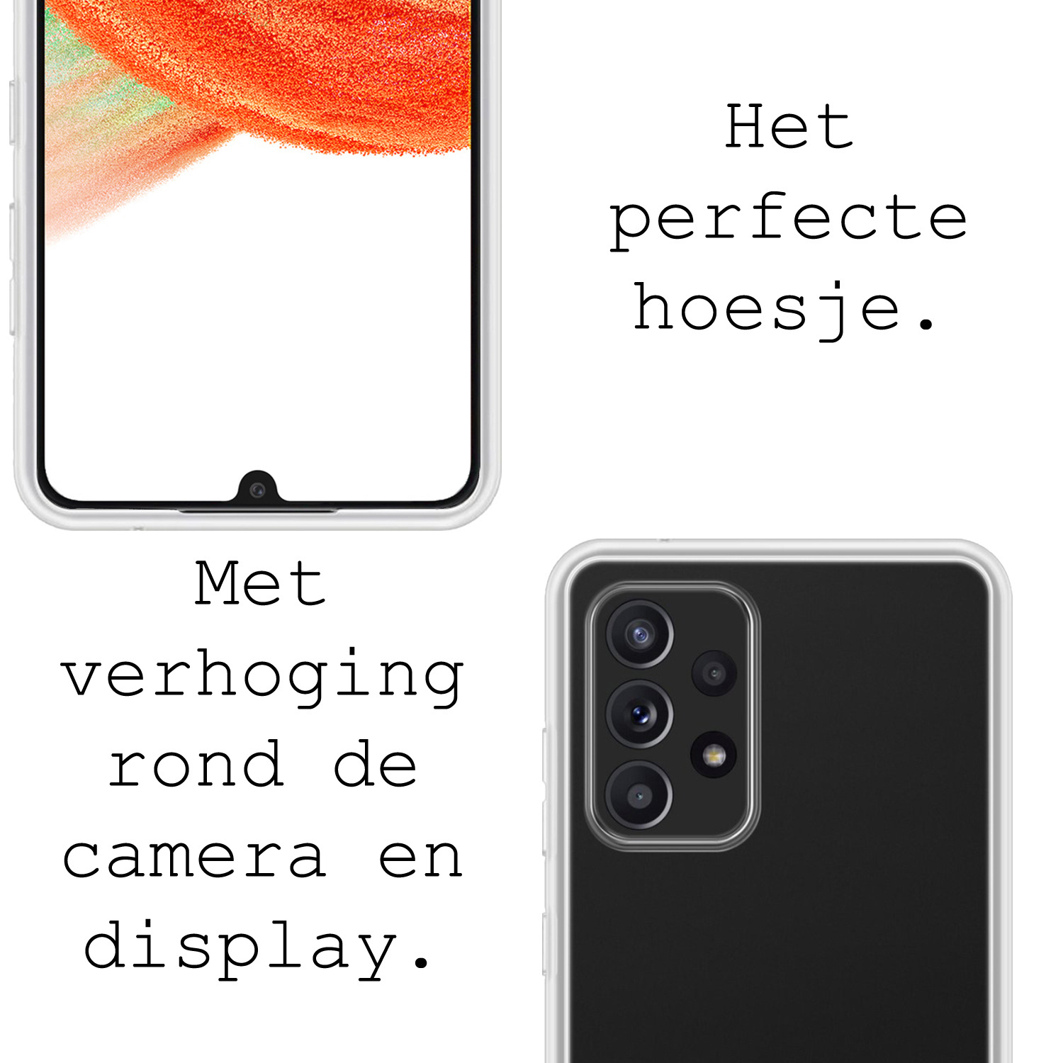 BASEY. Hoes Geschikt voor Samsung A33 Hoesje Siliconen Back Cover Case Met Screenprotector - Hoesje Geschikt voor Samsung Galaxy A33 Hoes Cover Hoesje - Transparant