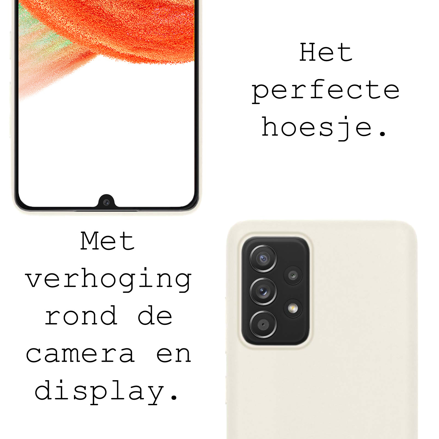 BASEY. Hoes Geschikt voor Samsung A33 Hoesje Siliconen Back Cover Case Met Screenprotector - Hoesje Geschikt voor Samsung Galaxy A33 Hoes Cover Hoesje - Wit