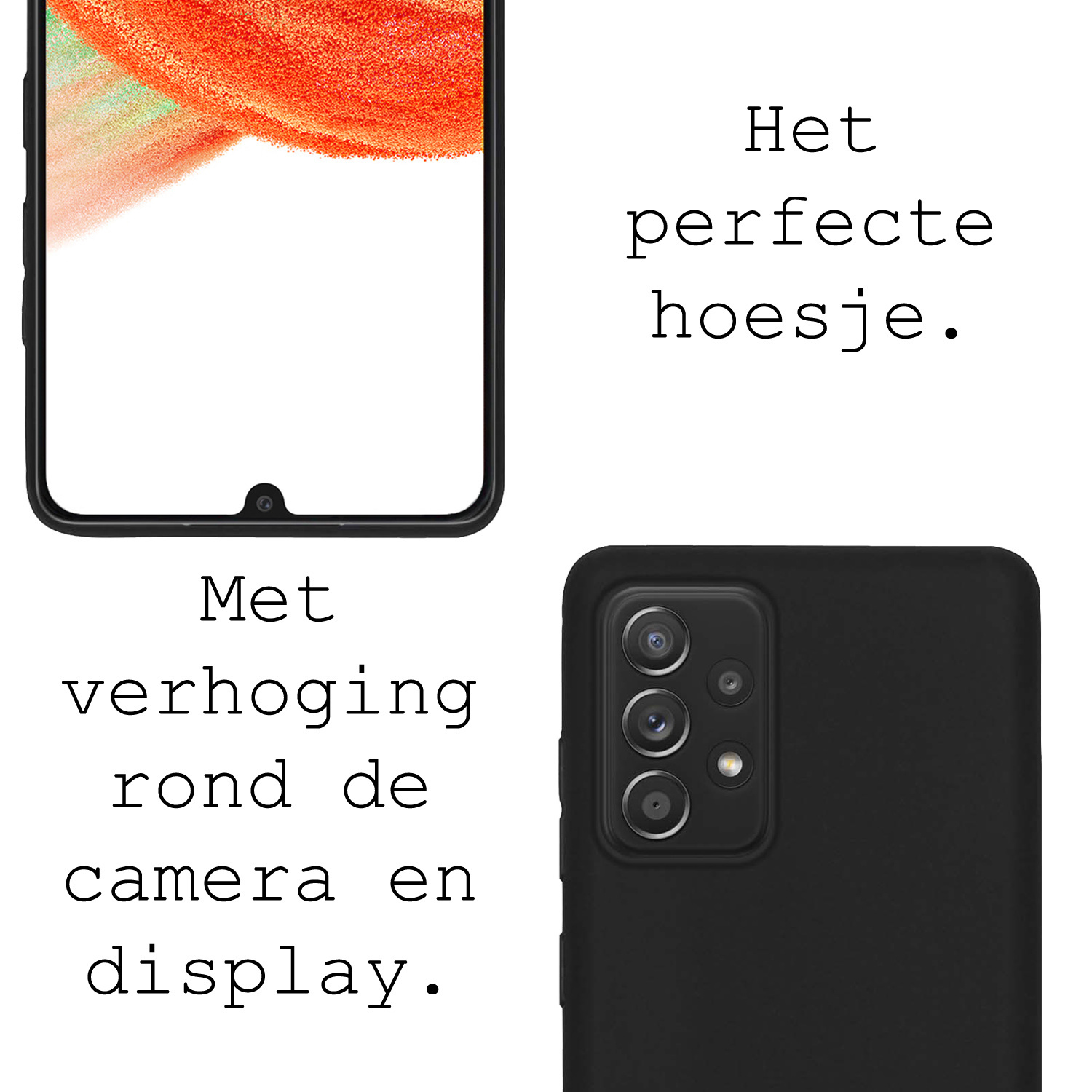 BASEY. Hoes Geschikt voor Samsung A33 Hoesje Siliconen Back Cover Case Met Screenprotector - Hoesje Geschikt voor Samsung Galaxy A33 Hoes Cover Hoesje - Zwart