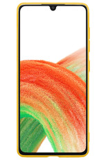 Samsung Galaxy A33 Hoesje Siliconen Met 2x Screenprotector - Samsung Galaxy A33 Case Hoes Met 2x Screenprotector - Geel