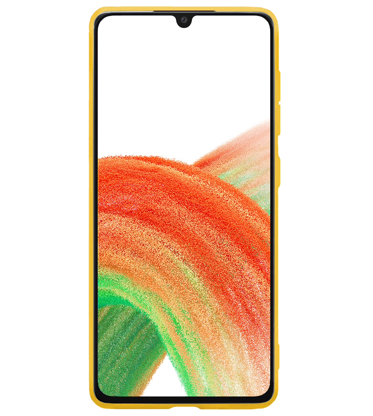 BASEY. Hoes Geschikt voor Samsung A33 Hoesje Siliconen Back Cover Case Met 2x Screenprotector - Hoesje Geschikt voor Samsung Galaxy A33 Hoes Cover Hoesje - Geel