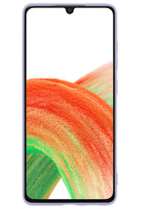 Samsung Galaxy A33 Hoesje Siliconen Met 2x Screenprotector - Samsung Galaxy A33 Case Hoes Met 2x Screenprotector - Lila