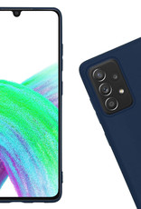 Nomfy Hoesje Geschikt voor Samsung A33 Hoesje Siliconen Cover Case Met Screenprotector - Hoes Geschikt voor Samsung Galaxy A33 Hoes Back Case - Donkerblauw
