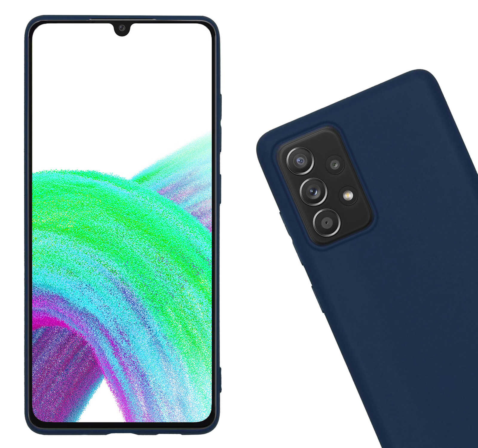 Nomfy Hoesje Geschikt voor Samsung A33 Hoesje Siliconen Cover Case Met Screenprotector - Hoes Geschikt voor Samsung Galaxy A33 Hoes Back Case - Donkerblauw