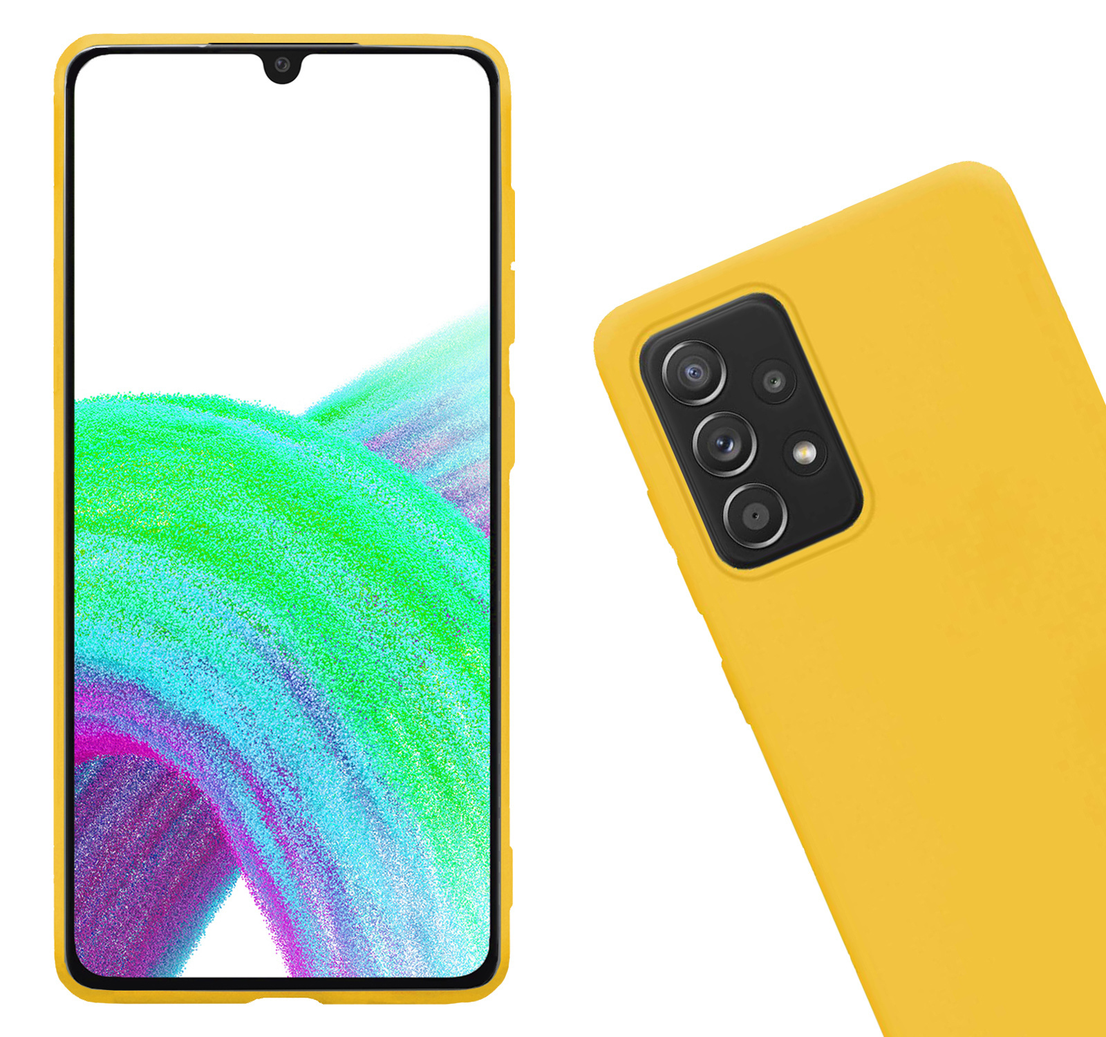 Nomfy Hoesje Geschikt voor Samsung A33 Hoesje Siliconen Cover Case Met Screenprotector - Hoes Geschikt voor Samsung Galaxy A33 Hoes Back Case - Geel