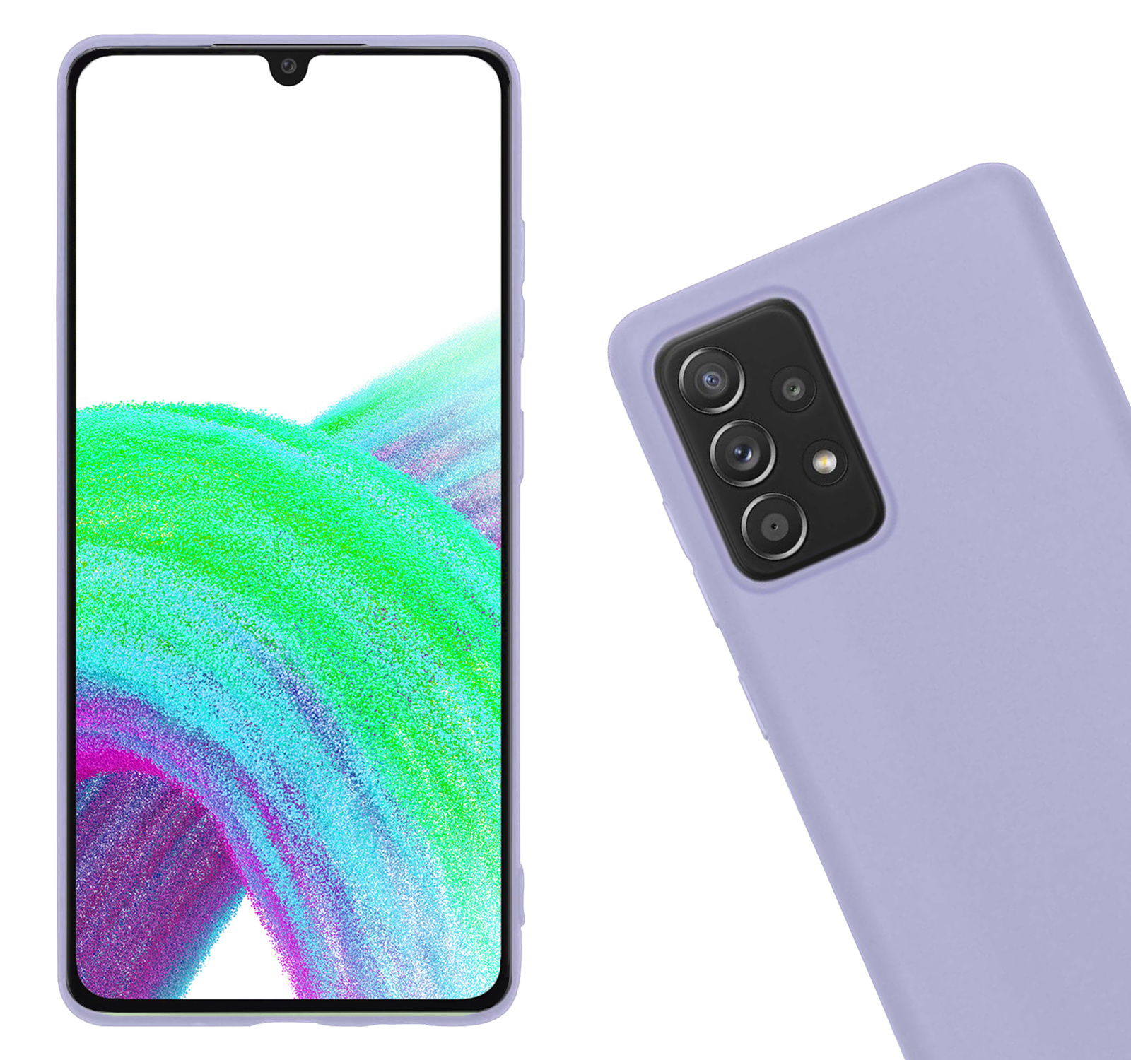 Nomfy Hoesje Geschikt voor Samsung A33 Hoesje Siliconen Cover Case Met Screenprotector - Hoes Geschikt voor Samsung Galaxy A33 Hoes Back Case - Lila