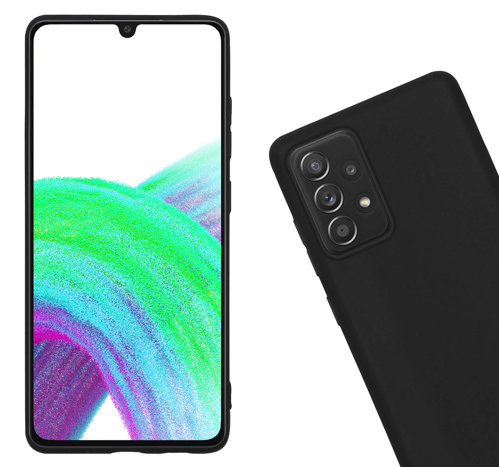 Nomfy Hoesje Geschikt voor Samsung A33 Hoesje Siliconen Cover Case Met Screenprotector - Hoes Geschikt voor Samsung Galaxy A33 Hoes Back Case - Zwart