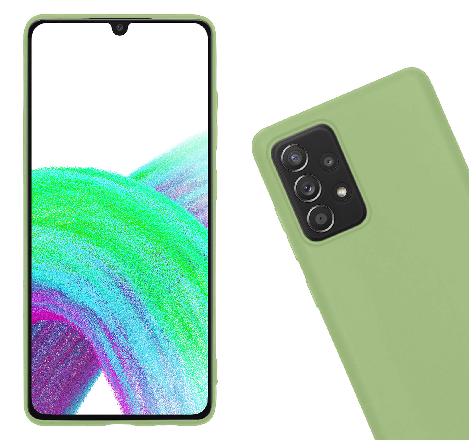 Nomfy Hoesje Geschikt voor Samsung A33 Hoesje Siliconen Cover Case Met 2x Screenprotector - Hoes Geschikt voor Samsung Galaxy A33 Hoes Back Case - Groen