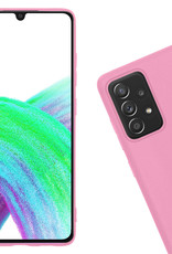 Nomfy Hoesje Geschikt voor Samsung A33 Hoesje Siliconen Cover Case Met 2x Screenprotector - Hoes Geschikt voor Samsung Galaxy A33 Hoes Back Case - Lichtroze