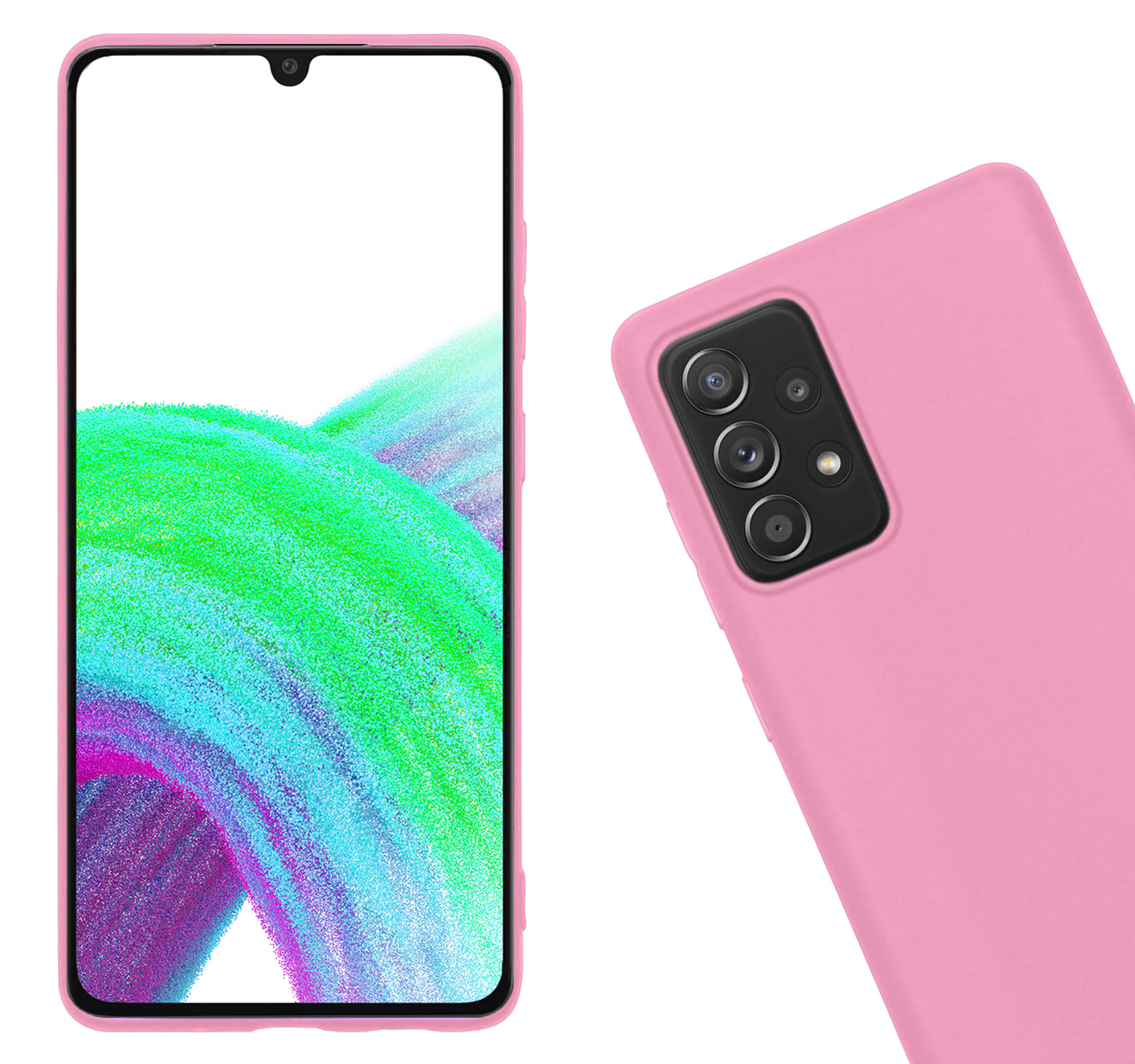 Nomfy Hoesje Geschikt voor Samsung A33 Hoesje Siliconen Cover Case Met 2x Screenprotector - Hoes Geschikt voor Samsung Galaxy A33 Hoes Back Case - Lichtroze