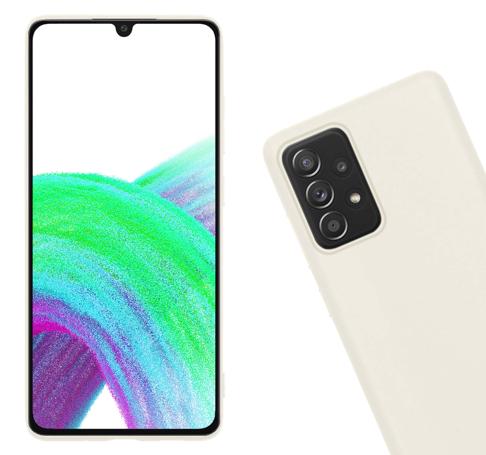 Nomfy Hoesje Geschikt voor Samsung A33 Hoesje Siliconen Cover Case Met 2x Screenprotector - Hoes Geschikt voor Samsung Galaxy A33 Hoes Back Case - Wit