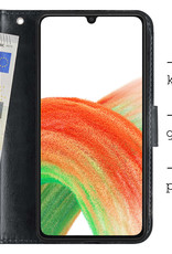 BASEY. Hoes Geschikt voor Samsung A33 Hoesje Bookcase Hoes Flip Case Book Cover Met Screenprotector - Hoesje Geschikt voor Samsung Galaxy A33 Hoes Book Case Hoesje - Zwart