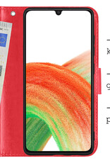 BASEY. Hoes Geschikt voor Samsung A33 Hoesje Bookcase Hoes Flip Case Book Cover Met 2x Screenprotector - Hoesje Geschikt voor Samsung Galaxy A33 Hoes Book Case Hoesje - Rood