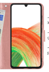 BASEY. Hoes Geschikt voor Samsung A33 Hoesje Bookcase Hoes Flip Case Book Cover Met 2x Screenprotector - Hoesje Geschikt voor Samsung Galaxy A33 Hoes Book Case Hoesje - Rosé goud