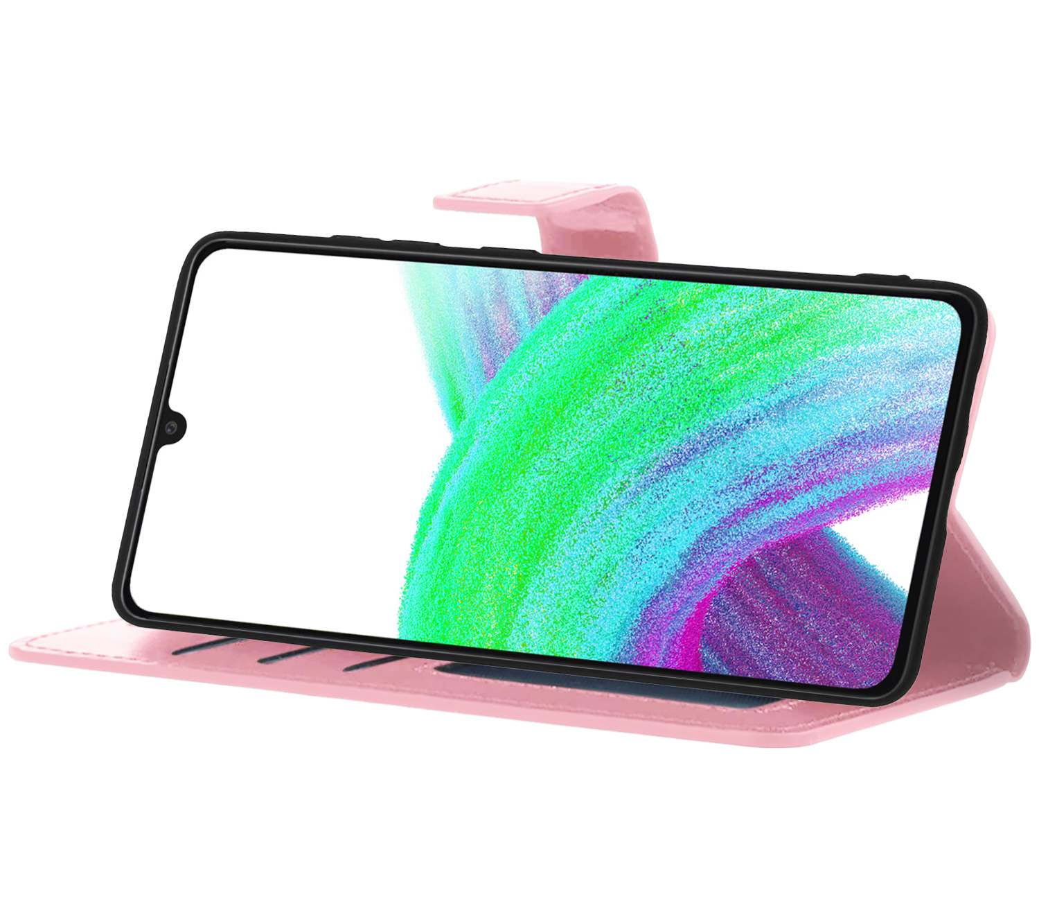 Nomfy Hoesje Geschikt voor Samsung A33 Hoes Bookcase Flipcase Book Cover Met Screenprotector - Hoes Geschikt voor Samsung Galaxy A33 Hoesje Book Case - Lichtroze