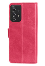 Nomfy Hoesje Geschikt voor Samsung A33 Hoes Bookcase Flipcase Book Cover Met 2x Screenprotector - Hoes Geschikt voor Samsung Galaxy A33 Hoesje Book Case - Donkerroze