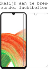 BASEY. Hoes Geschikt voor Samsung A33 Hoesje Siliconen Back Cover Case Met Screenprotector - Hoesje Geschikt voor Samsung Galaxy A33 Hoes Cover Hoesje - Donkerblauw