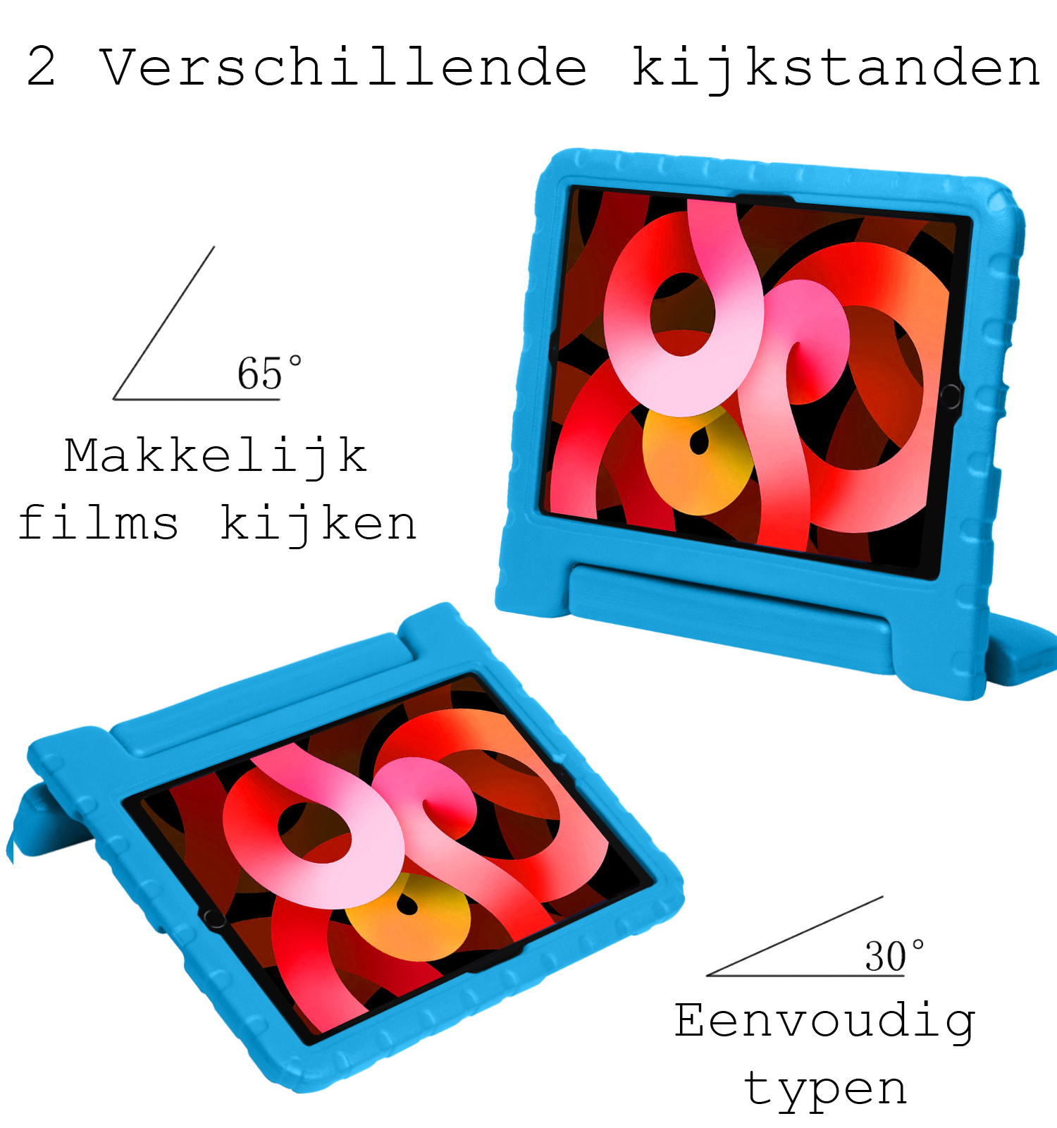 BASEY. Hoesje Geschikt voor iPad Air 2022 Hoesje Kinder Hoes Shockproof Kinderhoes - Kindvriendelijk Hoesje Geschikt voor iPad Air 5 2022 Hoes Kids Case - Blauw