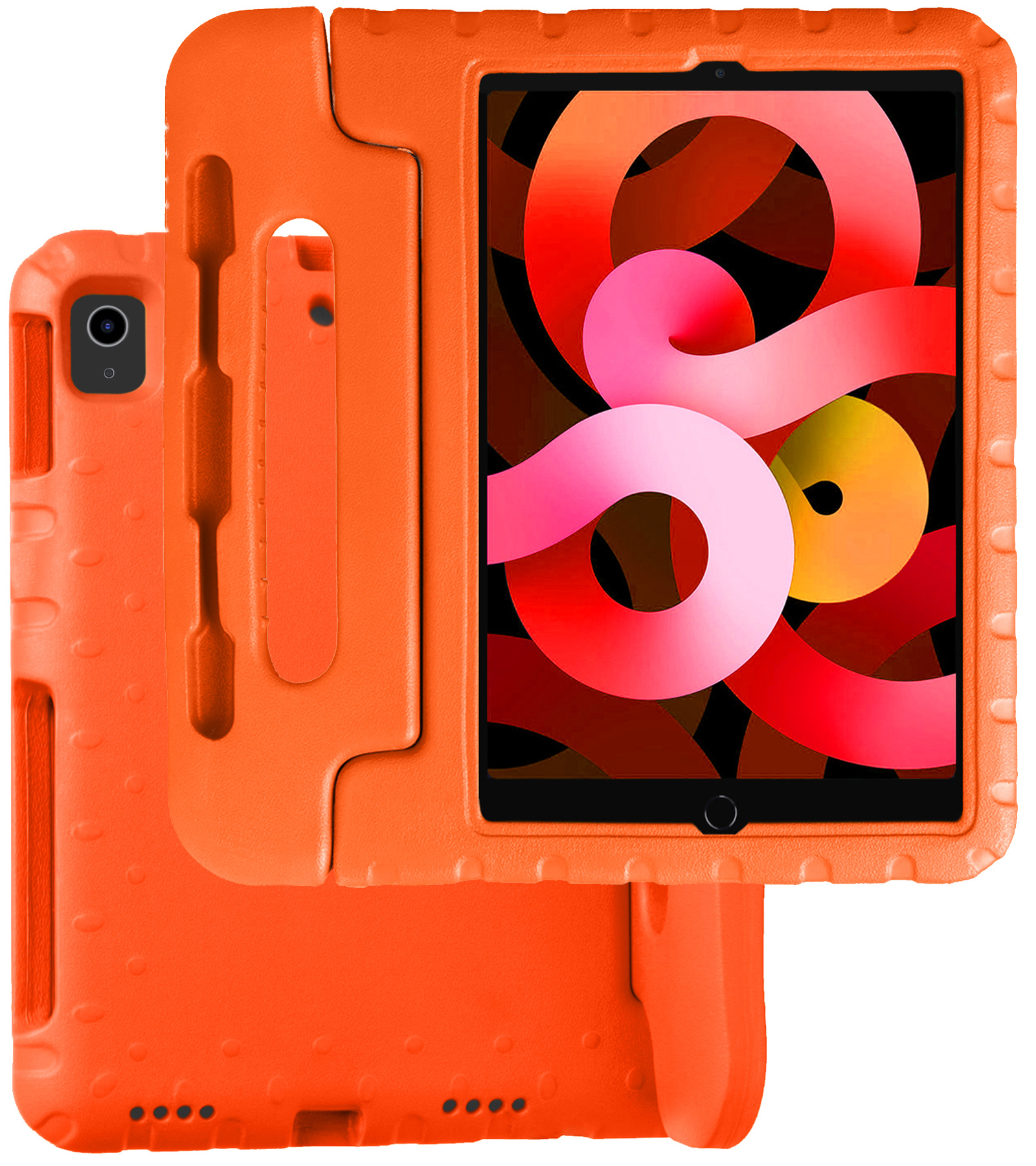 BASEY. Hoesje Geschikt voor iPad Air 2022 Hoesje Kinder Hoes Shockproof Kinderhoes - Kindvriendelijk Hoesje Geschikt voor iPad Air 5 2022 Hoes Kids Case - Oranje
