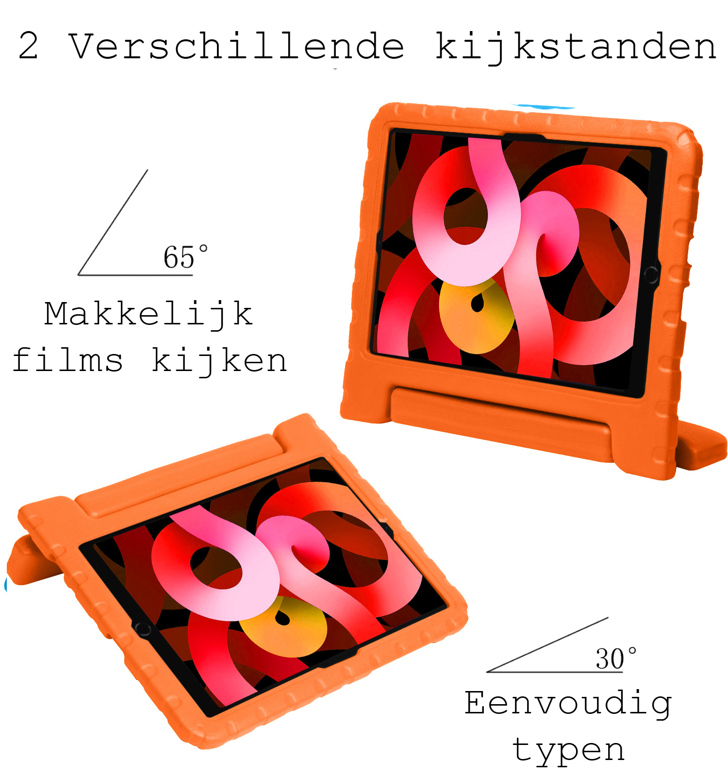 BASEY. Hoesje Geschikt voor iPad Air 2022 Hoesje Kinder Hoes Shockproof Kinderhoes - Kindvriendelijk Hoesje Geschikt voor iPad Air 5 2022 Hoes Kids Case - Oranje