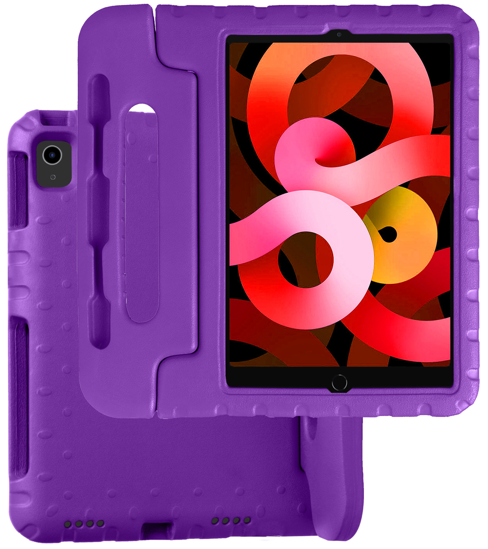 BASEY. Hoesje Geschikt voor iPad Air 2022 Hoesje Kinder Hoes Shockproof Kinderhoes - Kindvriendelijk Hoesje Geschikt voor iPad Air 5 2022 Hoes Kids Case - Paars