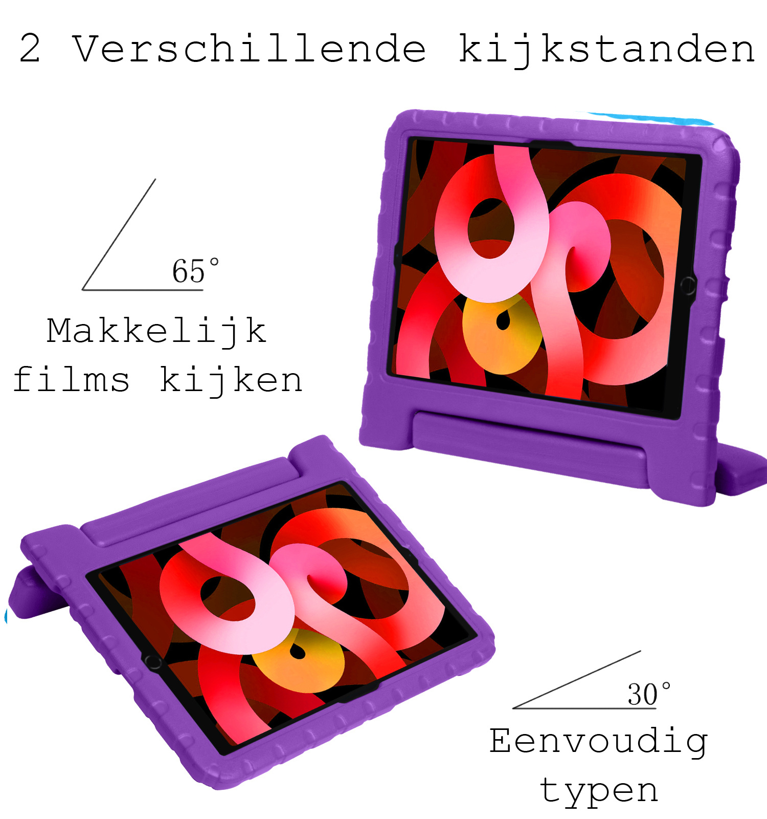 BASEY. Hoesje Geschikt voor iPad Air 2022 Hoesje Kinder Hoes Shockproof Kinderhoes - Kindvriendelijk Hoesje Geschikt voor iPad Air 5 2022 Hoes Kids Case - Paars