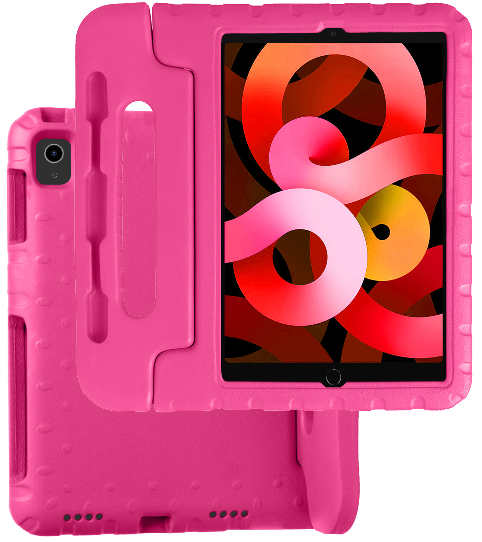 BASEY. Hoesje Geschikt voor iPad Air 2022 Hoesje Kinder Hoes Shockproof Kinderhoes - Kindvriendelijk Hoesje Geschikt voor iPad Air 5 2022 Hoes Kids Case - Roze