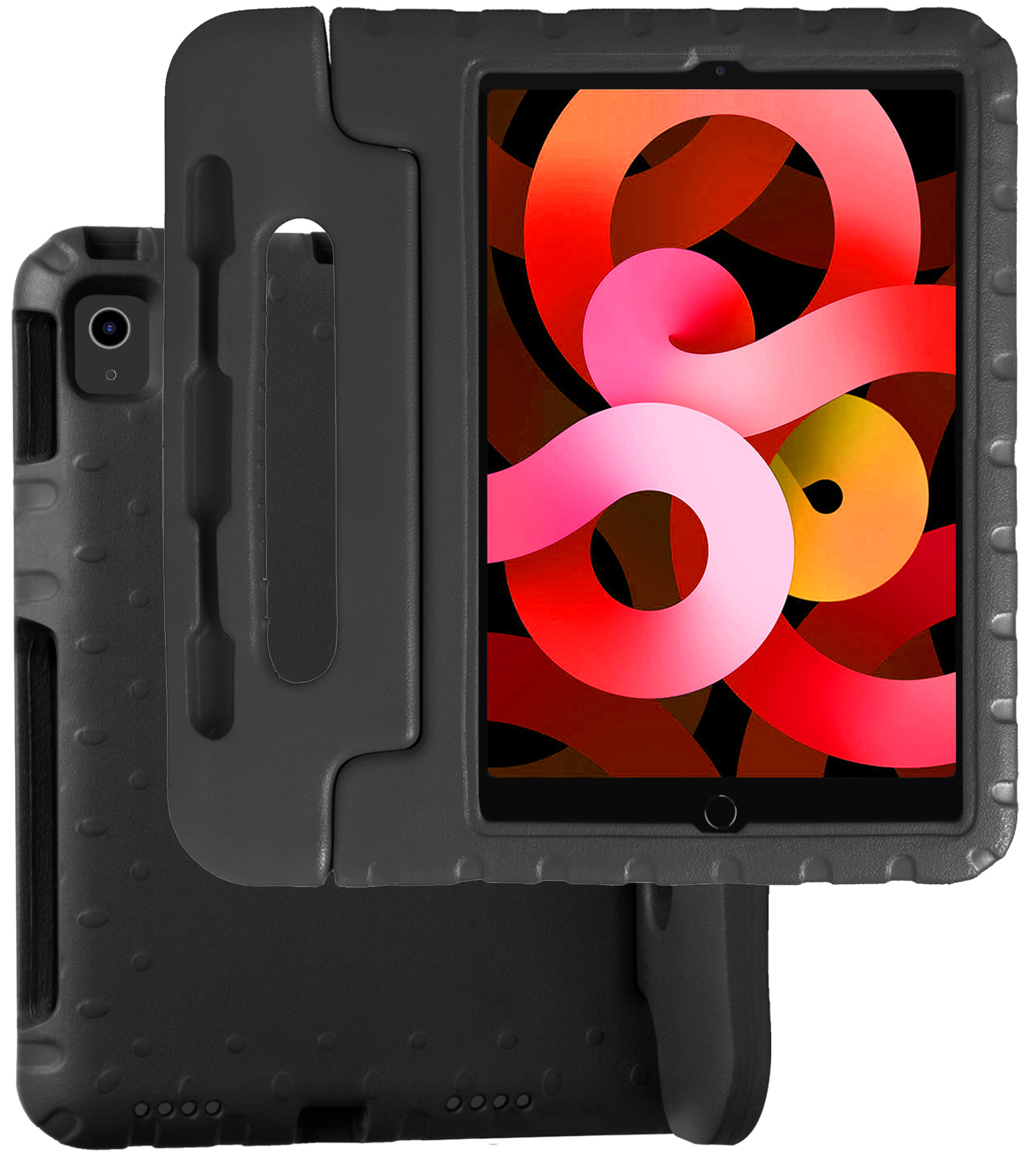 BASEY. Hoesje Geschikt voor iPad Air 2022 Hoesje Kinder Hoes Shockproof Kinderhoes - Kindvriendelijk Hoesje Geschikt voor iPad Air 5 2022 Hoes Kids Case - Zwart