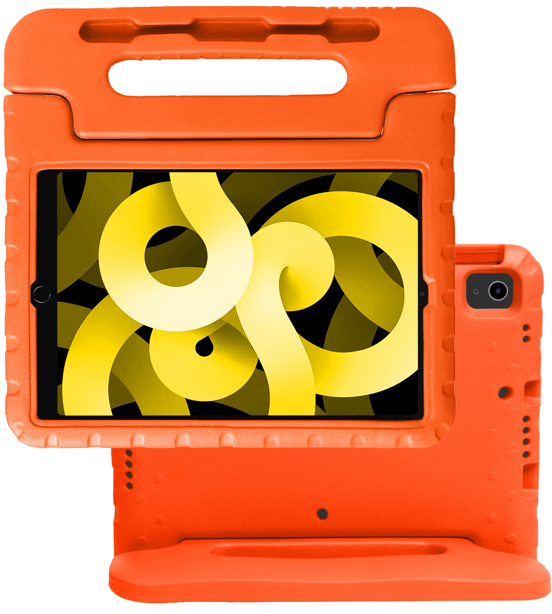 NoXx Hoesje Geschikt voor iPad Air 2022 Hoesje Kinderhoes Shockproof Hoes Kids Case - Oranje