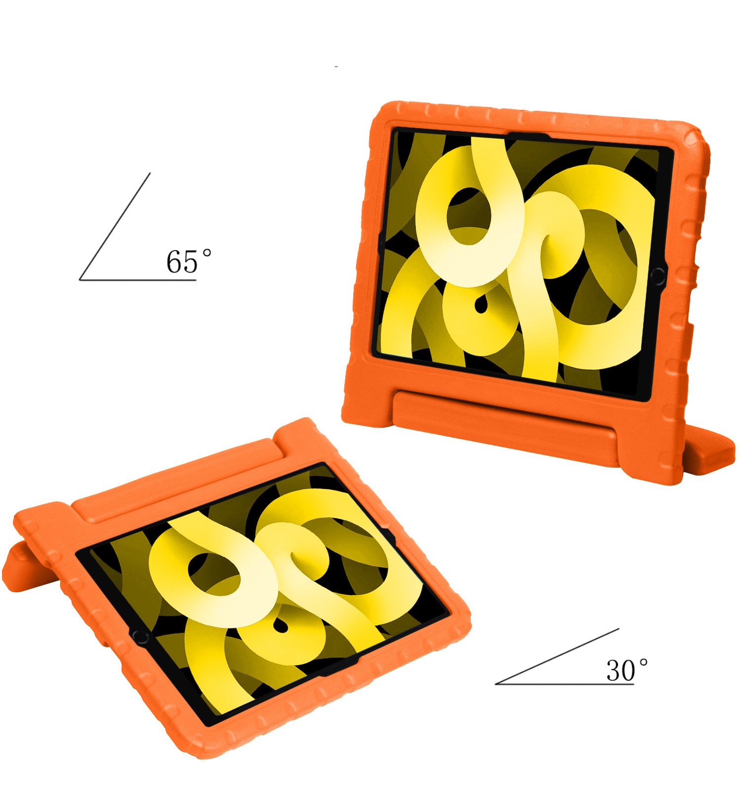NoXx Hoesje Geschikt voor iPad Air 2022 Hoesje Kinderhoes Shockproof Hoes Kids Case - Oranje