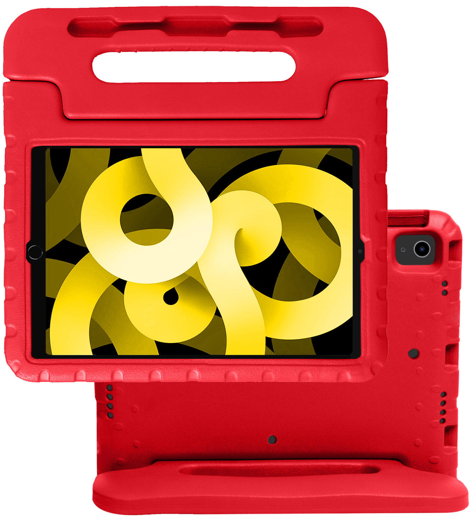 NoXx Hoesje Geschikt voor iPad Air 2022 Hoesje Kinderhoes Shockproof Hoes Kids Case - Rood