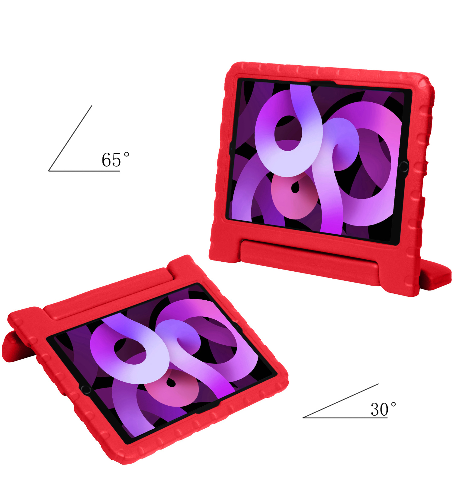 Nomfy Hoes Geschikt voor iPad Air 2022 Hoes Bumper Kindvriendelijk Kids Case Kinderhoes - Hoesje Geschikt voor iPad Air 5 2022 Hoesje Shockproof Cover Hoes - Rood