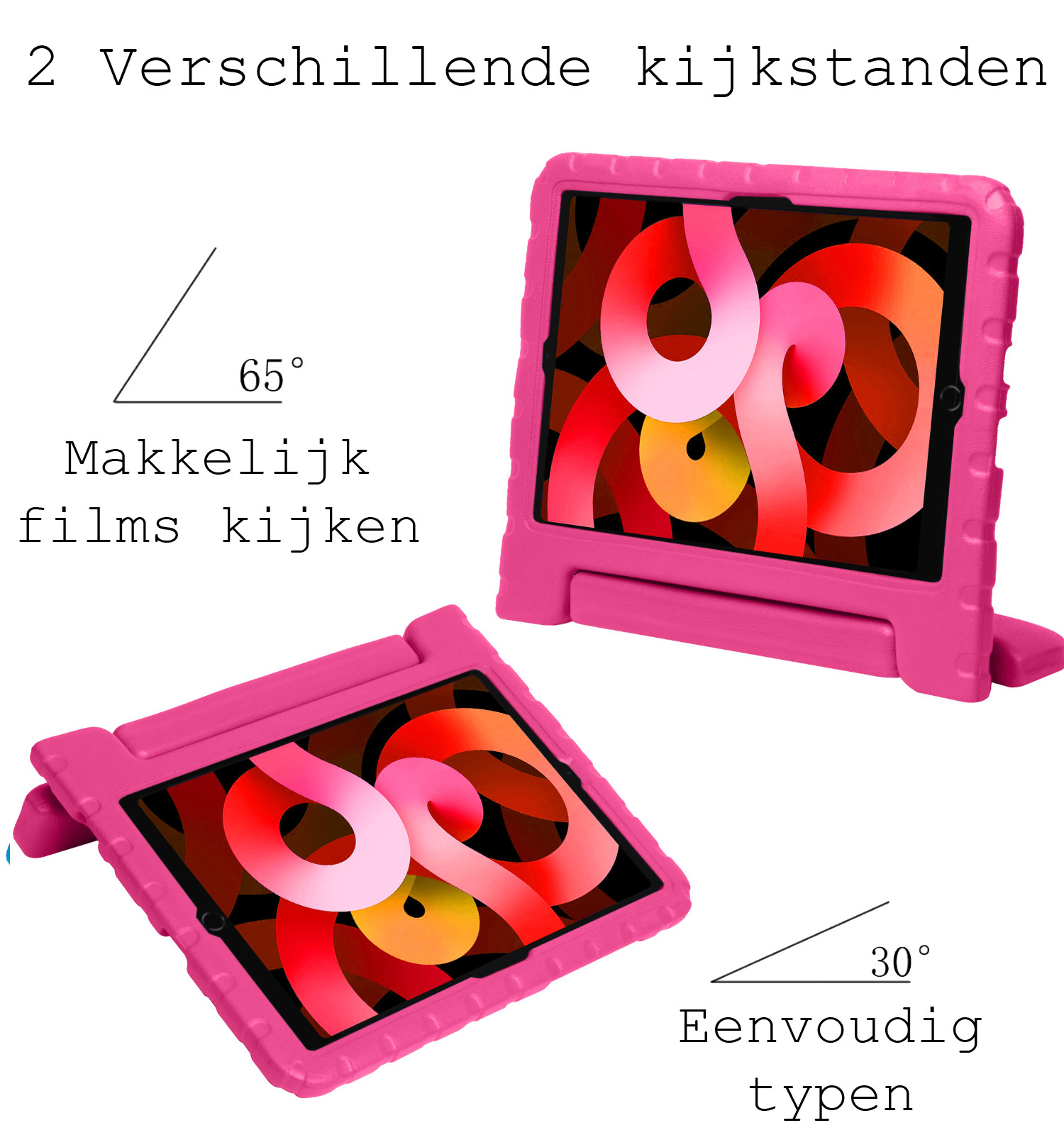 BASEY. Hoesje Geschikt voor iPad Air 2022 Hoesje Kinder Hoes Shockproof Kinderhoes Met Screenprotector - Kindvriendelijk Hoesje Geschikt voor iPad Air 5 2022 Hoes Kids Case - Roze