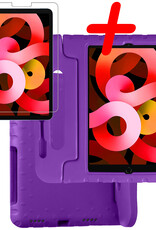 BASEY. Hoesje Geschikt voor iPad Air 2022 Hoesje Kinder Hoes Shockproof Kinderhoes Met Screenprotector - Kindvriendelijk Hoesje Geschikt voor iPad Air 5 2022 Hoes Kids Case - Paars