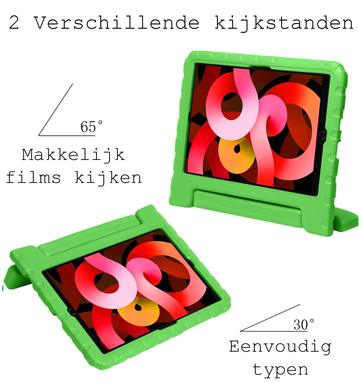 BASEY. Hoesje Geschikt voor iPad Air 2022 Hoesje Kinder Hoes Shockproof Kinderhoes Met 2x Screenprotector - Kindvriendelijk Hoesje Geschikt voor iPad Air 5 2022 Hoes Kids Case - Groen
