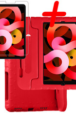 BASEY. Hoesje Geschikt voor iPad Air 2022 Hoesje Kinder Hoes Shockproof Kinderhoes Met Screenprotector - Kindvriendelijk Hoesje Geschikt voor iPad Air 5 2022 Hoes Kids Case - Rood