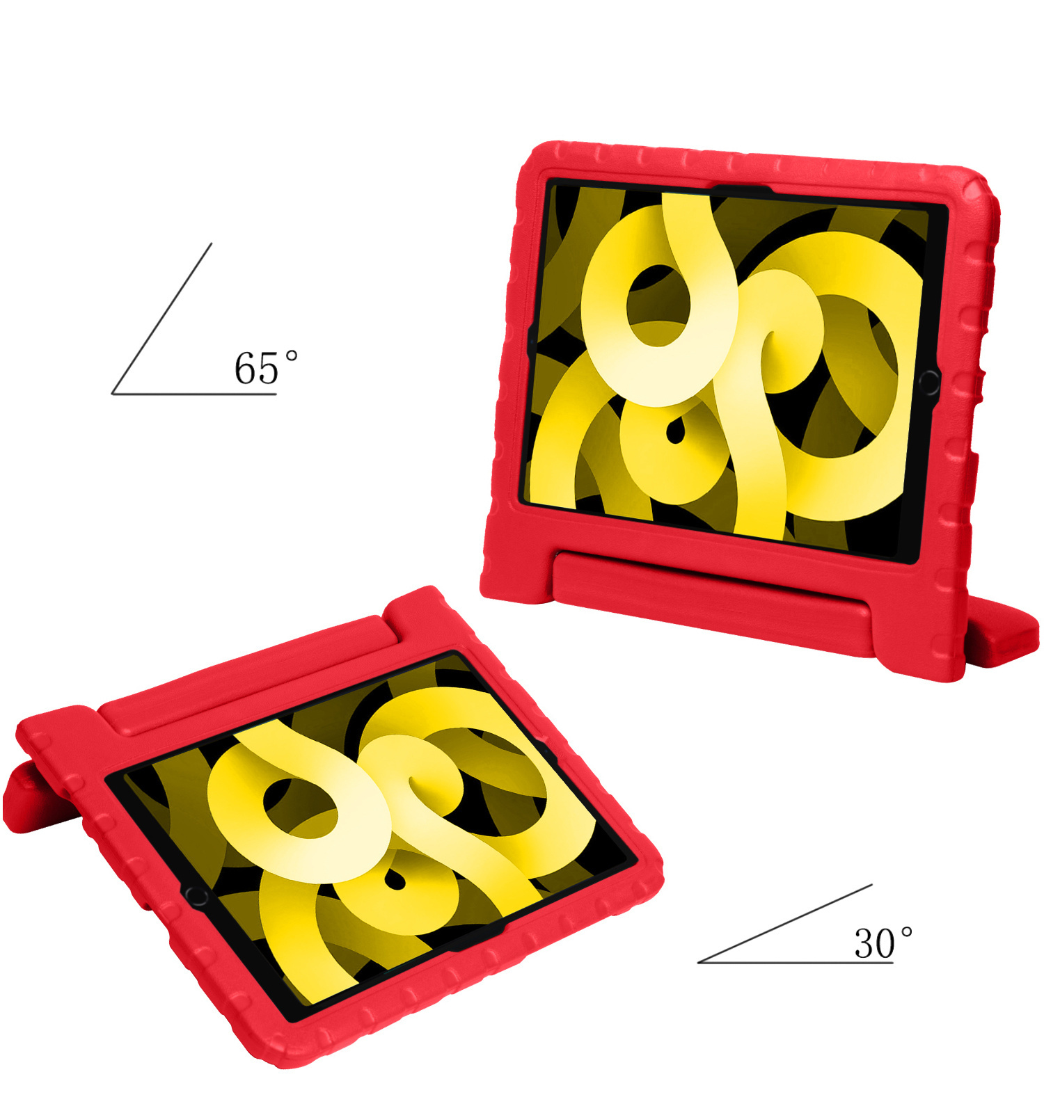 NoXx Hoesje Geschikt voor iPad Air 2022 Hoesje Kinderhoes Shockproof Hoes Kids Case Met 2x Screenprotector - Rood