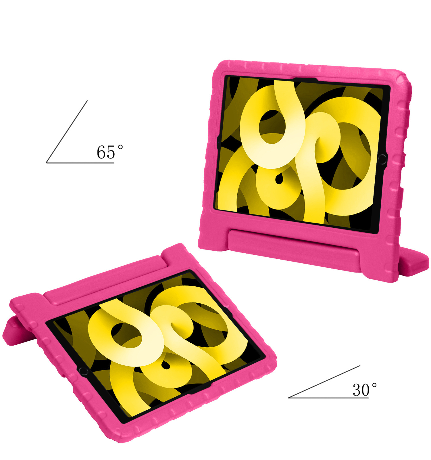NoXx Hoesje Geschikt voor iPad Air 2022 Hoesje Kinderhoes Shockproof Hoes Kids Case Met 2x Screenprotector - Roze