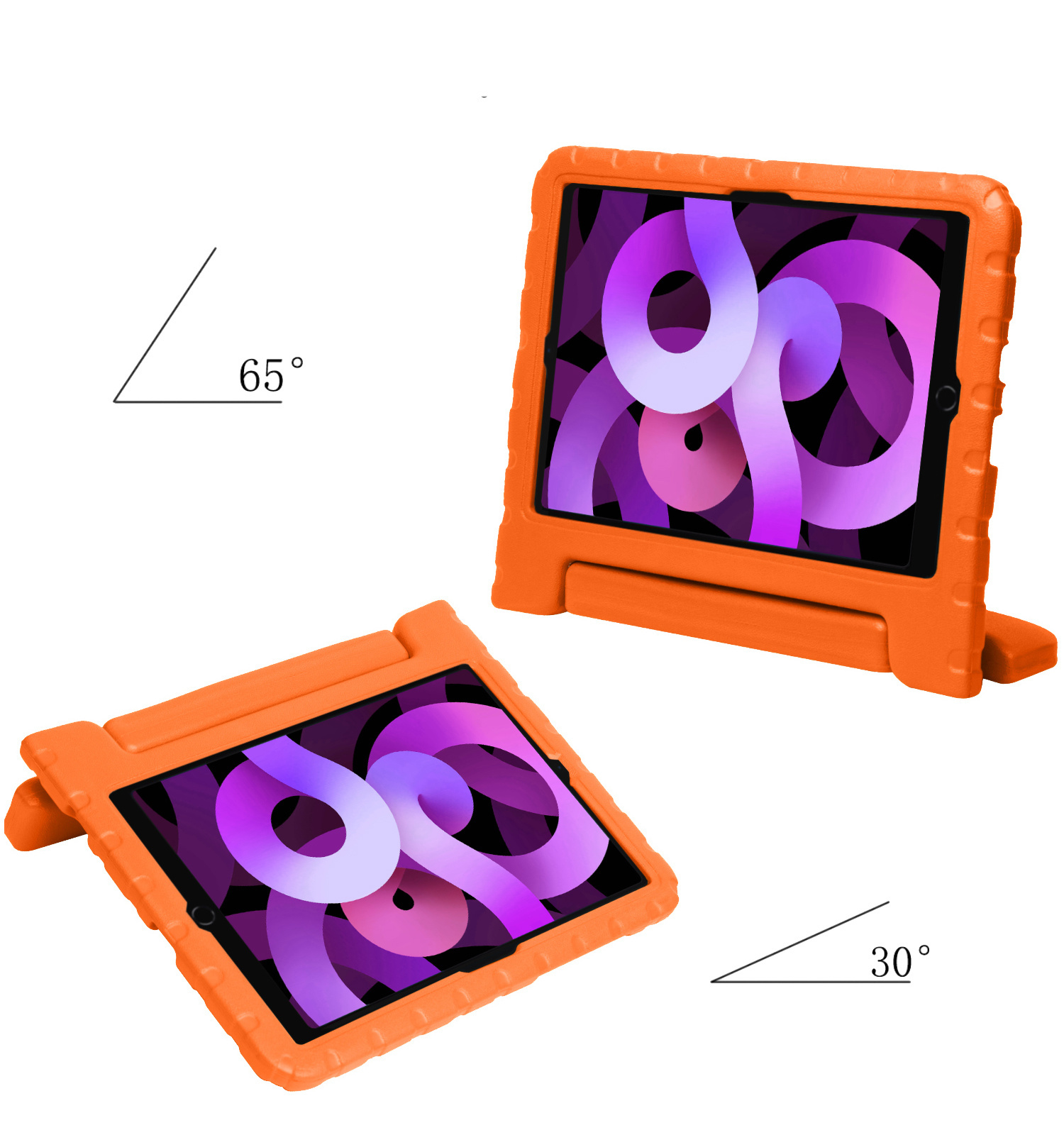 Nomfy Hoes Geschikt voor iPad Air 2022 Hoes Bumper Kindvriendelijk Kids Case Kinderhoes Met 2x Screenprotector - Hoesje Geschikt voor iPad Air 5 2022 Hoesje Shockproof Cover Hoes - Oranje