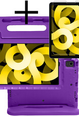 NoXx Hoesje Geschikt voor iPad Air 2022 Hoesje Kinderhoes Shockproof Hoes Kids Case Met Screenprotector - Paars