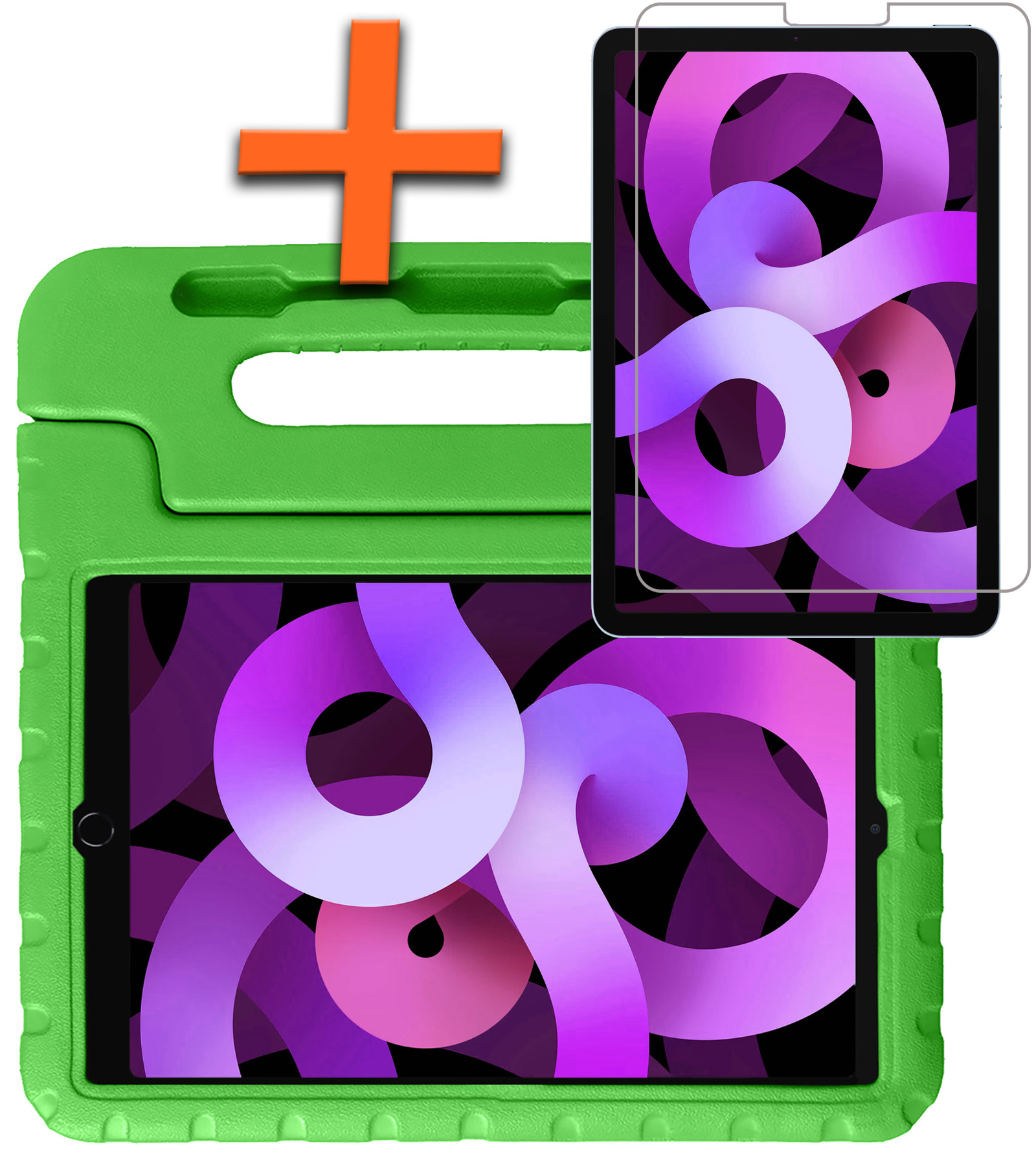 Nomfy Hoes Geschikt voor iPad Air 2022 Hoes Bumper Kindvriendelijk Kids Case Kinderhoes Met Screenprotector - Hoesje Geschikt voor iPad Air 5 2022 Hoesje Shockproof Cover Hoes - Groen
