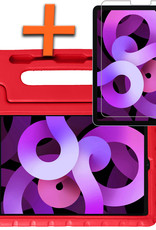 Nomfy Hoes Geschikt voor iPad Air 2022 Hoes Bumper Kindvriendelijk Kids Case Kinderhoes Met Screenprotector - Hoesje Geschikt voor iPad Air 5 2022 Hoesje Shockproof Cover Hoes - Rood