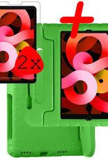 BASEY. Hoesje Geschikt voor iPad Air 2022 Hoesje Kinder Hoes Shockproof Kinderhoes Met 2x Screenprotector - Kindvriendelijk Hoesje Geschikt voor iPad Air 5 2022 Hoes Kids Case - Groen